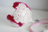 White Concrete & Bright Pink Sphere Table Lamp with Edison Bulb