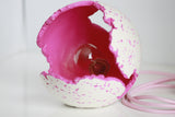 White Concrete & Bright Pink Sphere Table Lamp with Edison Bulb