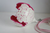 White Concrete & Bright Pink Sphere Table Lamp with Edison Bulb