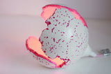 White Concrete & Bright Pink Sphere Table Lamp with Edison Bulb