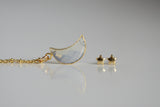 Delicate Moonstone Moon Necklace and Star Earrings  | Crystal Jewellery SET