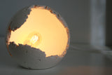 White Concrete Sphere Table Lamp with Edison Bulb