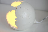 White Concrete Sphere Table Lamp with Edison Bulb