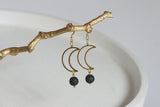 Lava Bead and Moon Earrings | Aromatherapy - Kaiko Studio