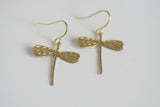 Delicate Brass Dragonfly Earrings | Spirituality - Kaiko Studio