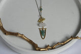 Crystal and Brass Statement Necklace | Natural Apatite and Quartz Crystal - Kaiko Studio