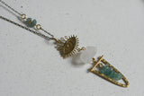 Crystal and Brass Statement Necklace | Natural Apatite and Quartz Crystal - Kaiko Studio