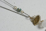 Crystal and Brass Statement Necklace | Natural Apatite and Quartz Crystal - Kaiko Studio