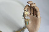 Crystal and Brass Statement Necklace | Natural Apatite and Quartz Crystal - Kaiko Studio