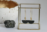 Black Brass Moon Earrings - Kaiko Studio