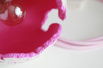 White Concrete & Bright Pink Sphere Table Lamp with Edison Bulb