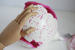 White Concrete & Bright Pink Sphere Table Lamp with Edison Bulb