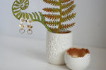White Enamel Flower & Gold Circle Earrings | Wedding Jewellery