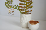 White Enamel Flower & Gold Circle Earrings | Wedding Jewellery