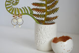 White Enamel Disc & Gold Flower Earrings | Wedding Jewellery
