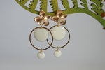 White Enamel Disc & Gold Flower Earrings | Wedding Jewellery