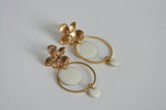 White Enamel Disc & Gold Flower Earrings | Wedding Jewellery