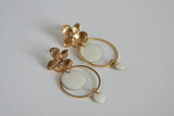 White Enamel Disc & Gold Flower Earrings | Wedding Jewellery