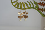 Gold Flower & White Enamel Disc Earrings | Wedding Jewellery