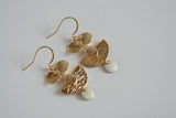 Gold Flower & White Enamel Disc Earrings | Wedding Jewellery