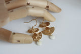 Gold Flower & White Enamel Disc Earrings | Wedding Jewellery