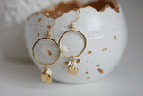 White Enamel Disc & Gold Leaf Earrings | Wedding Jewellery