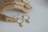 White Enamel Disc & Gold Leaf Earrings | Wedding Jewellery