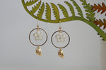 White Enamel Flower & Gold Leaf Earrings | Wedding Jewellery