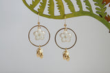 White Enamel Flower & Gold Leaf Earrings | Wedding Jewellery