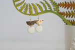 White Enamel Disc & Gold Semi Circle Earrings | Wedding Jewellery