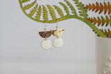 White Enamel Disc & Gold Semi Circle Earrings | Wedding Jewellery