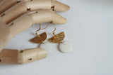 White Enamel Disc & Gold Semi Circle Earrings | Wedding Jewellery