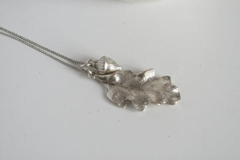 Oak Leaf & Acorn Necklace  | Silver Plated