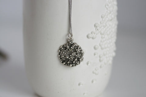 Textured Full Moon Necklace | Silver Plated