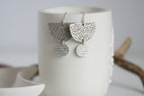 Large Hammered Moon Earrings | Silver Plated