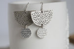 Large Hammered Moon Earrings | Silver Plated