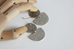 Large Hammered Moon Earrings | Silver Plated