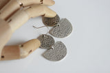 Large Hammered Moon Earrings | Silver Plated