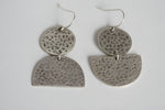 Large Hammered Moon Earrings | Silver Plated