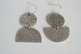 Large Hammered Moon Earrings | Silver Plated