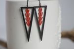 Coral & Black Triangle Earrings | Sea