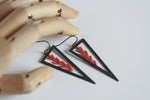Coral & Black Triangle Earrings | Sea
