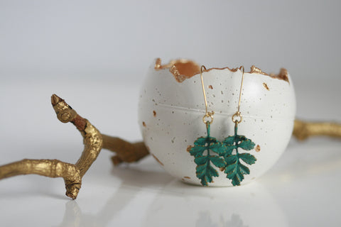 Patina Leaf Earrings | Nature Jewellery