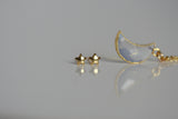 Delicate Moonstone Moon Necklace and Star Earrings  | Crystal Jewellery SET