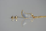 Delicate Moonstone Moon Necklace and Star Earrings  | Crystal Jewellery SET