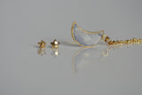 Delicate Moonstone Moon Necklace and Star Earrings  | Crystal Jewellery SET