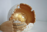 Concrete Sphere Wabi Sabi Lamp | White & Gold - Kaiko Studio