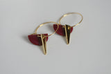 Enamel Semi Circle & Gold Triangle Earrings |  Hoop - Kaiko Studio