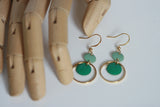Mixed Green Enamel & Gold Earrings | Triple Circle - Kaiko Studio