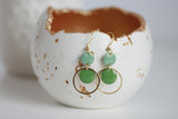 Mixed Green Enamel & Gold Earrings | Triple Circle - Kaiko Studio